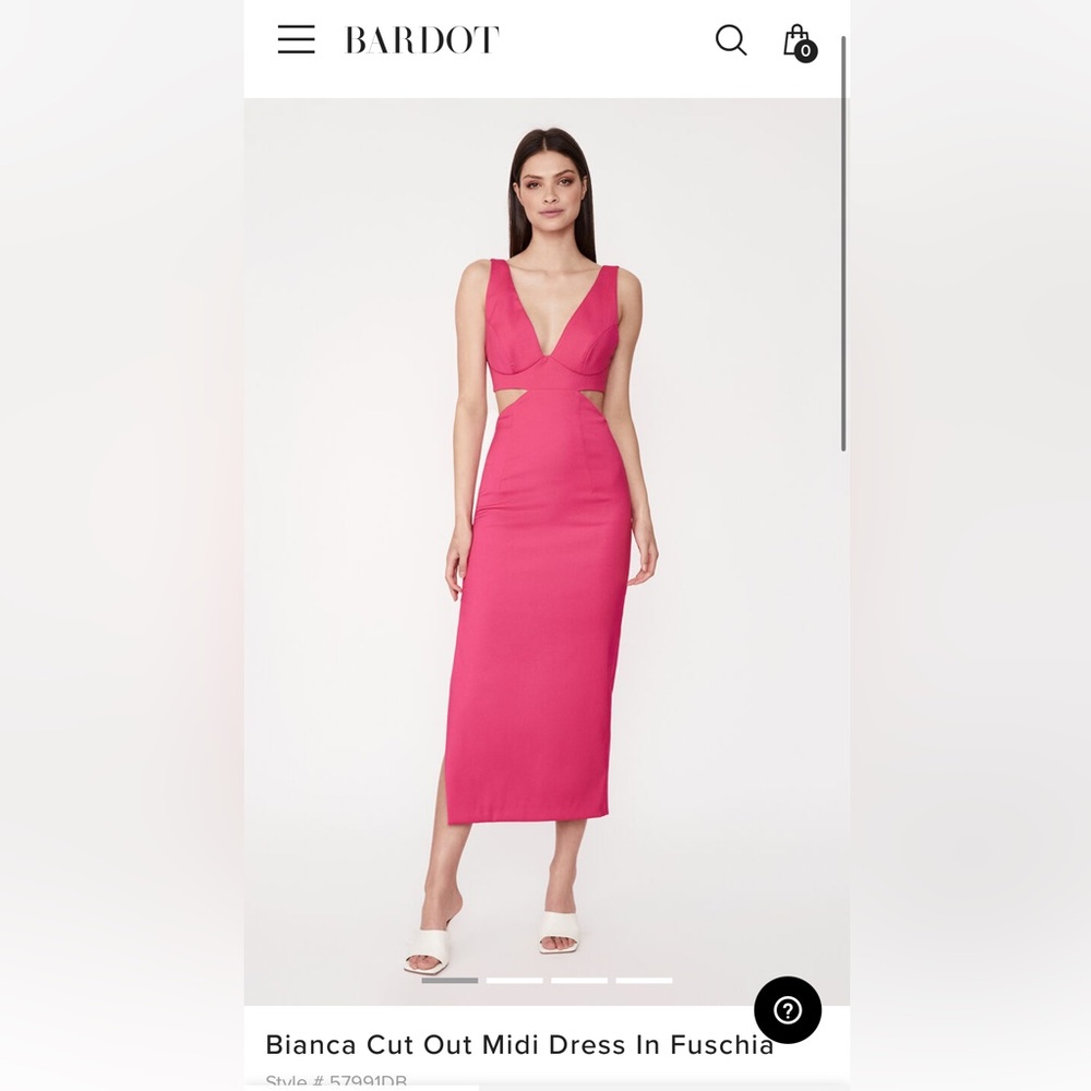 Bardot Bianca Cut Out Midi Dress In Fuschia